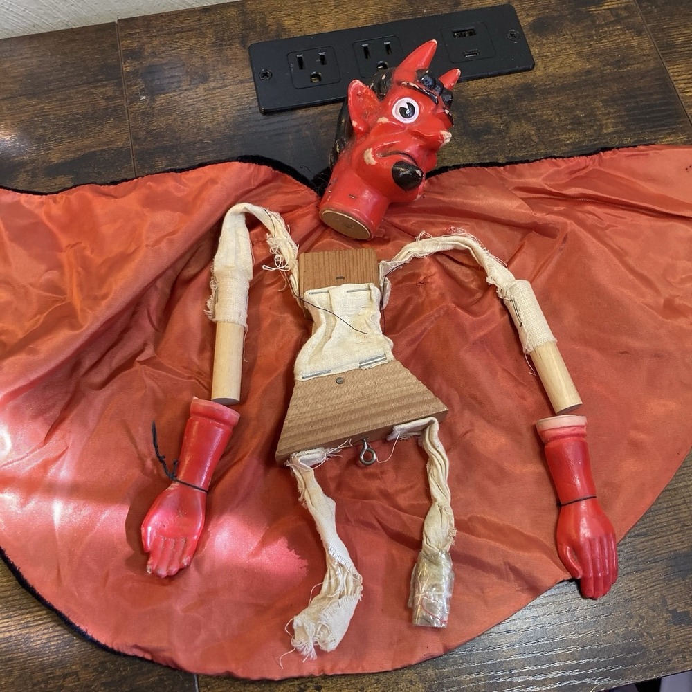 Devil‎ Satan Vtg Marionette Puppet Incomplete Rubber Head Punch & Judy Show